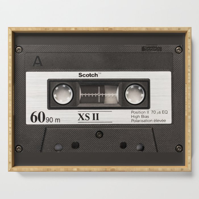 Cassette Tape Black And White #decor #society6 #buyart Serving Tray Gallery Image 1