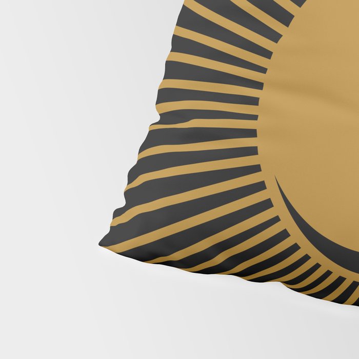 Subtle Sun Moon Stars in Black and Ochre Pillow Sham Gallery Image 4