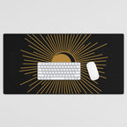 Subtle Sun Moon Stars in Black and Ochre Desk Mat Gallery Image 1