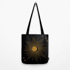 Subtle Sun Moon Stars in Black and Ochre Tote Bag Gallery Image 2