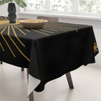 Subtle Sun Moon Stars in Black and Ochre Tablecloth Gallery Image 3