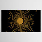 Subtle Sun Moon Stars in Black and Ochre Tablecloth Gallery Image 2