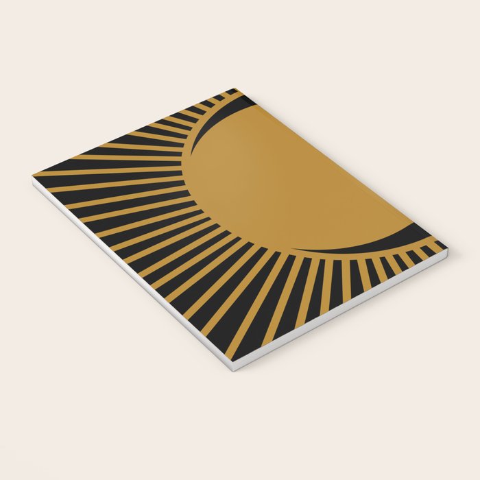 Subtle Sun Moon Stars in Black and Ochre Notebook Gallery Image 3