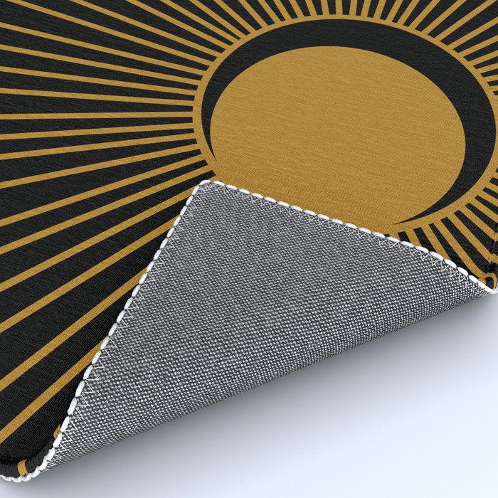 Subtle Sun Moon Stars in Black and Ochre Rug Gallery Image 4