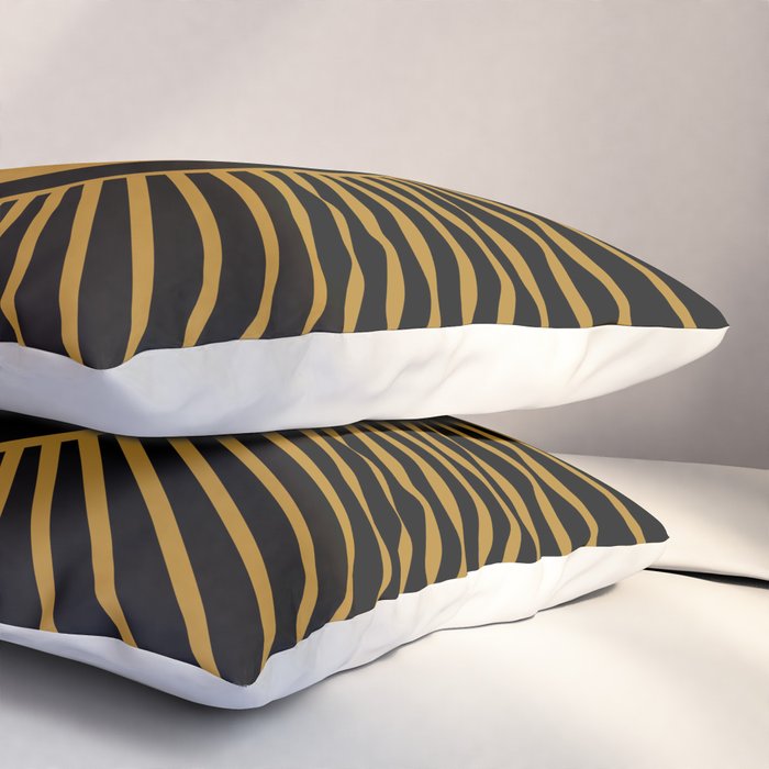 Subtle Sun Moon Stars in Black and Ochre Pillow Sham Gallery Image 3