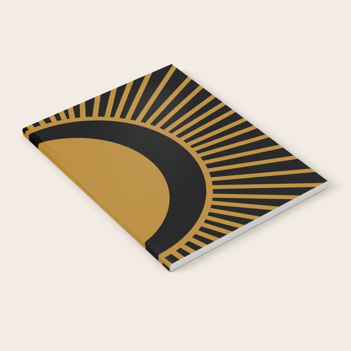 Subtle Sun Moon Stars in Black and Ochre Notebook Gallery Image 1
