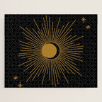 Subtle Sun Moon Stars in Black and Ochre Jigsaw Puzzle Gallery Image 1