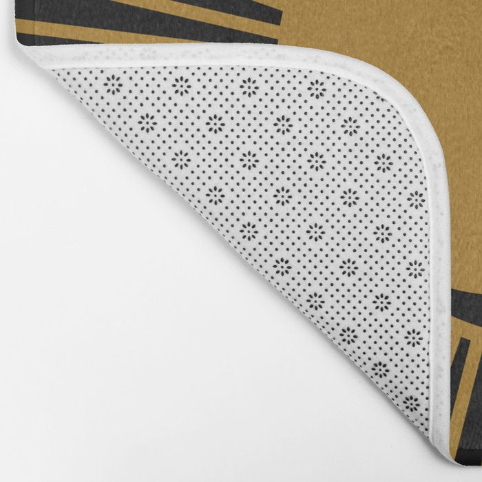 Subtle Sun Moon Stars in Black and Ochre Bath Mat Gallery Image 2