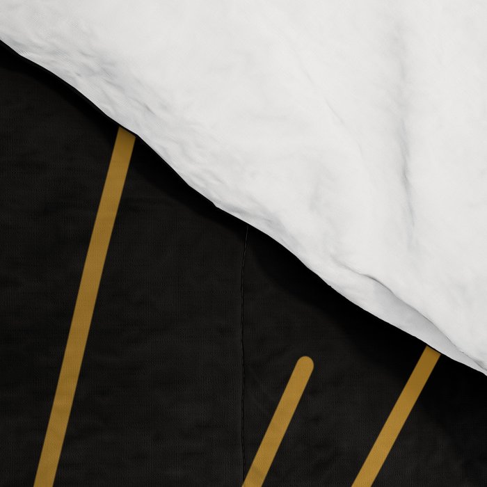 Subtle Sun Moon Stars in Black and Ochre Comforter Gallery Image 4