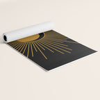 Subtle Sun Moon Stars in Black and Ochre Yoga Mat Gallery Image 2