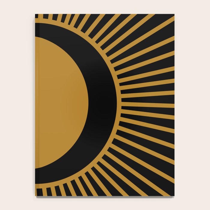 Subtle Sun Moon Stars in Black and Ochre Notebook Gallery Image 4