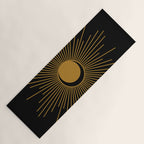 Subtle Sun Moon Stars in Black and Ochre Yoga Mat Gallery Image 1