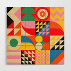 Happy Colorful Geometric Tropical Jungle Wood Wall Art Gallery Image 1