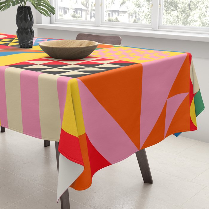 Happy Colorful Geometric Tropical Jungle Tablecloth Gallery Image 3