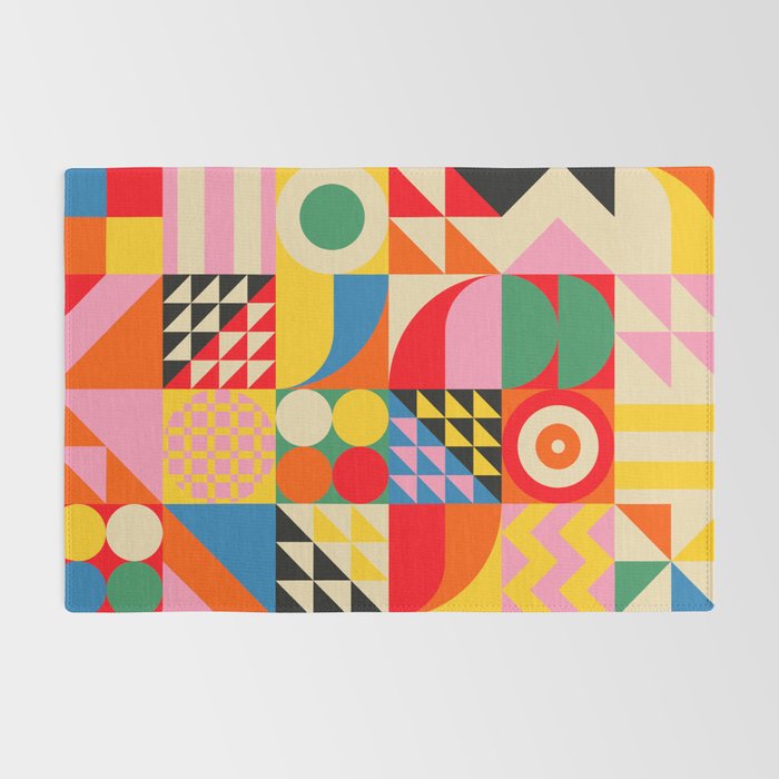 Happy Colorful Geometric Tropical Jungle Rug Gallery Image 2
