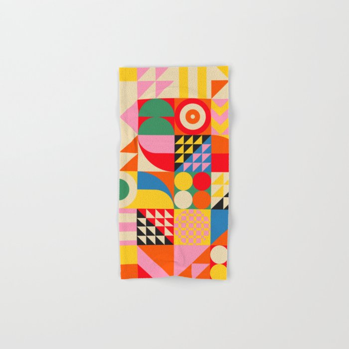 Happy Colorful Geometric Tropical Jungle Bath Towel Gallery Image 1