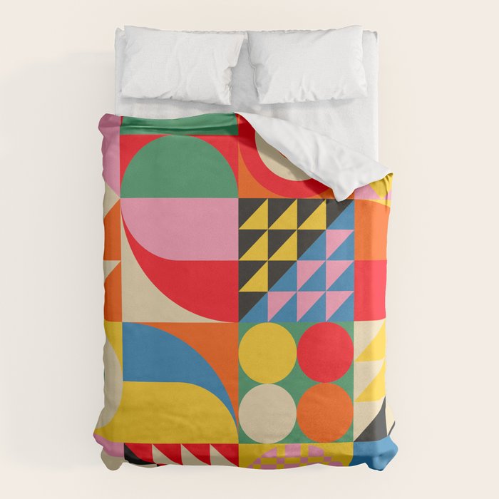 Happy Colorful Geometric Tropical Jungle Duvet Cover Gallery Image 6
