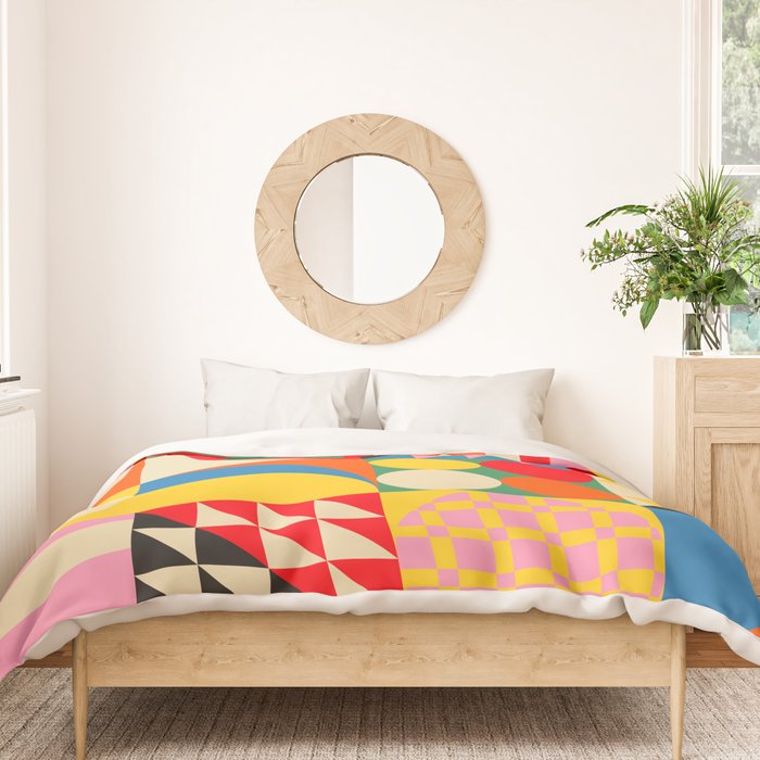 Happy Colorful Geometric Tropical Jungle Duvet Cover Gallery Image 3