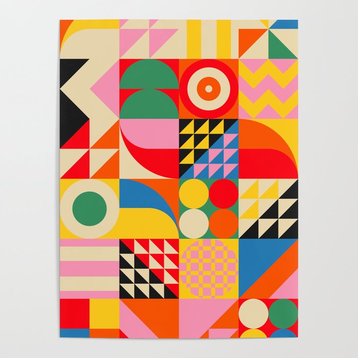 Happy Colorful Geometric Tropical Jungle Poster Gallery Image 4