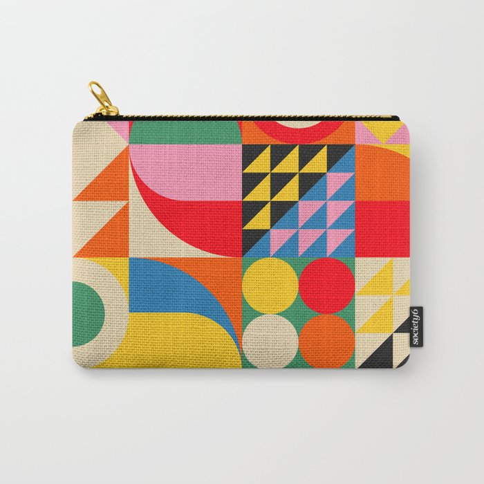 Happy Colorful Geometric Tropical Jungle Carry All Pouch Gallery Image 1