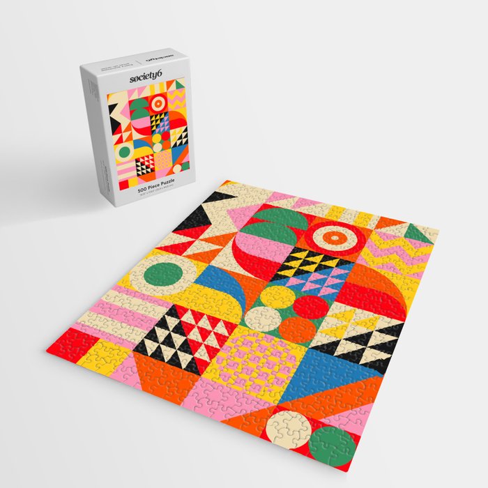 Happy Colorful Geometric Tropical Jungle Jigsaw Puzzle Gallery Image 2