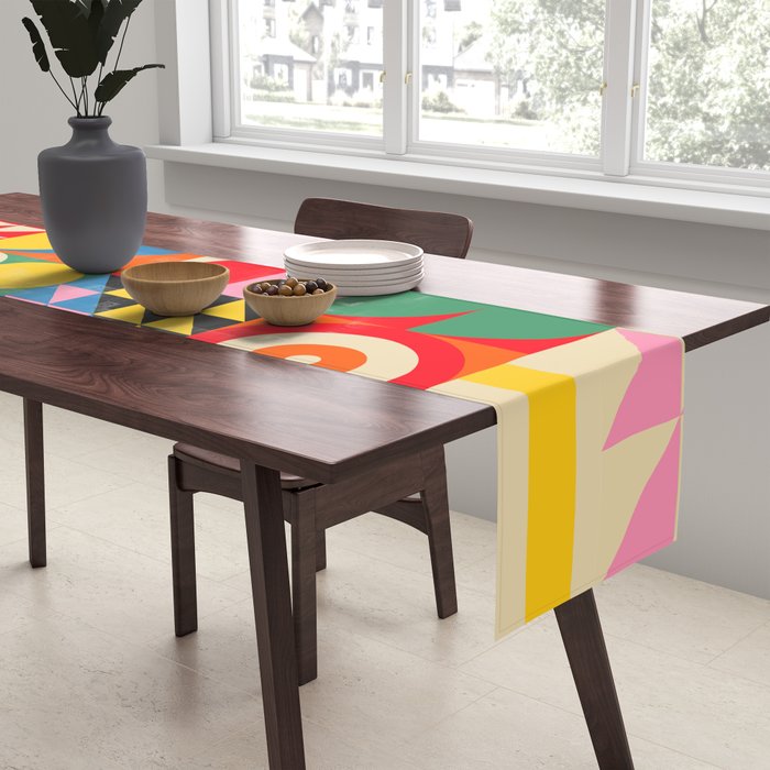 Happy Colorful Geometric Tropical Jungle Table Runner Gallery Image 2