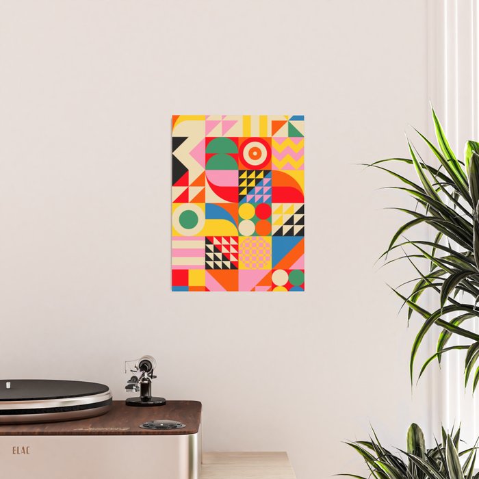 Happy Colorful Geometric Tropical Jungle Poster Gallery Image 2