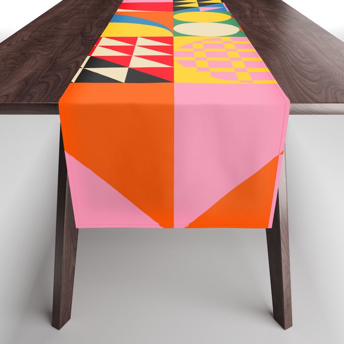Happy Colorful Geometric Tropical Jungle Table Runner Gallery Image 1