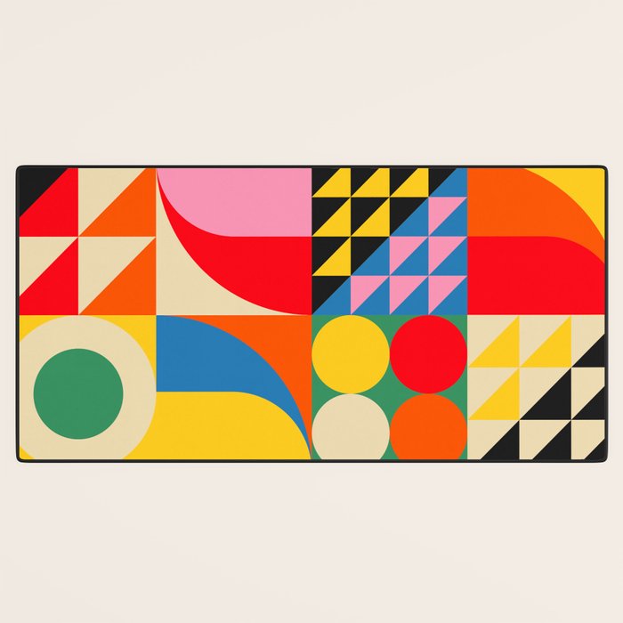 Happy Colorful Geometric Tropical Jungle Desk Mat Gallery Image 3