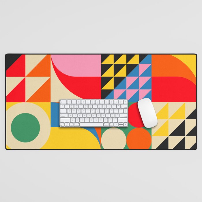 Happy Colorful Geometric Tropical Jungle Desk Mat Gallery Image 1
