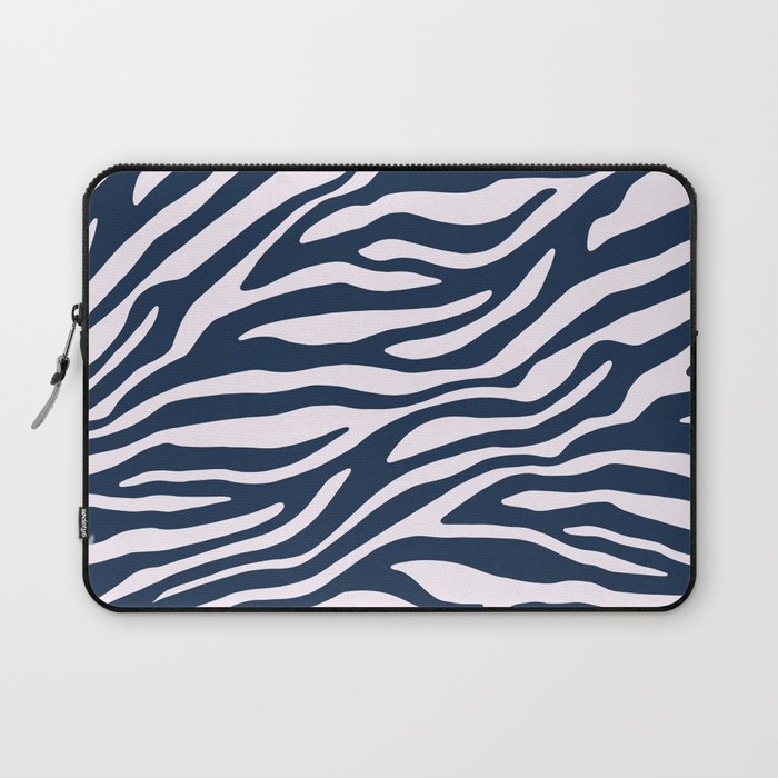 Navy Blue Zebra Animal Print Laptop Sleeve Gallery Image 1
