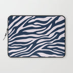 Navy Blue Zebra Animal Print Laptop Sleeve Gallery Image 1