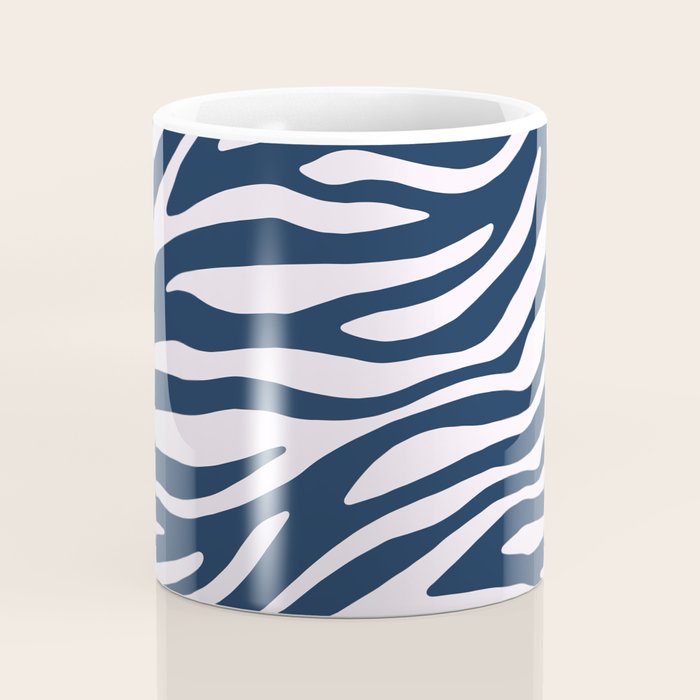Navy Blue Zebra Animal Print Coffee Mug Gallery Image 4