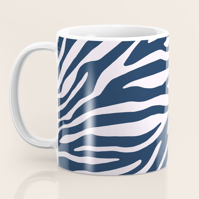 Navy Blue Zebra Animal Print Coffee Mug Gallery Image 3