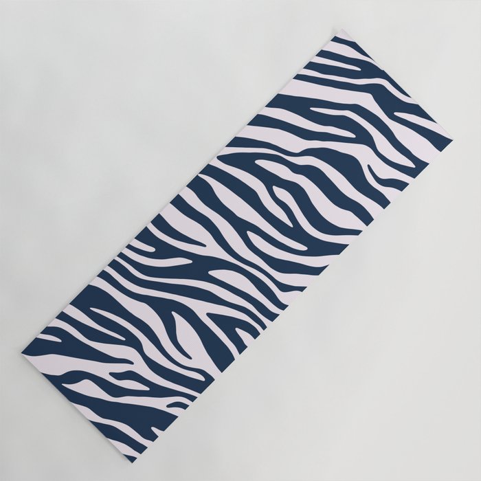 Navy Blue Zebra Animal Print Yoga Mat Gallery Image 1