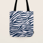 Navy Blue Zebra Animal Print Tote Bag Gallery Image 1