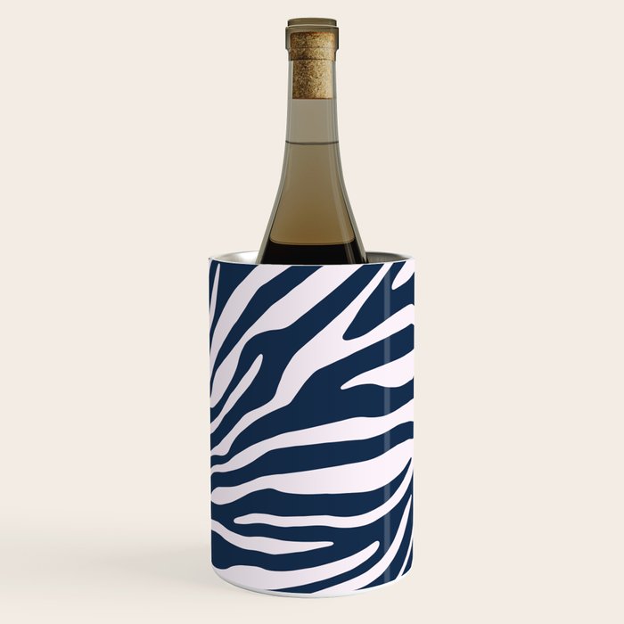 Navy Blue Zebra Animal Print Wine Chiller Gallery Image 2