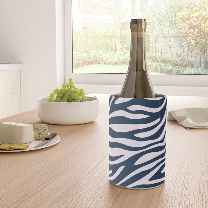 Navy Blue Zebra Animal Print Wine Chiller Gallery Image 4