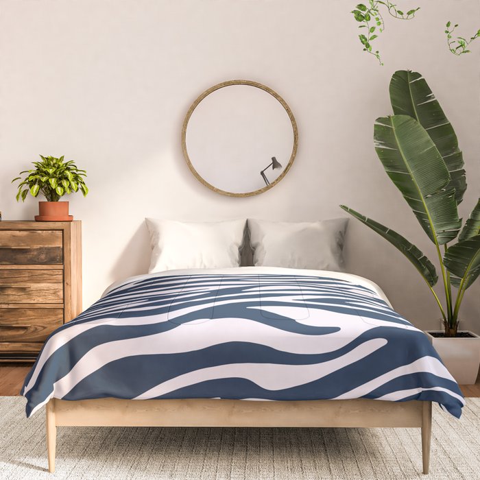 Navy Blue Zebra Animal Print Comforter Gallery Image 3
