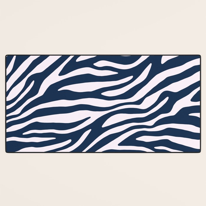 Navy Blue Zebra Animal Print Desk Mat Gallery Image 3