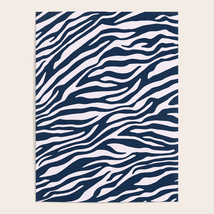 Navy Blue Zebra Animal Print Poster Gallery Image 4
