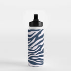 Navy Blue Zebra Animal Print Water Bottle Gallery Image 2