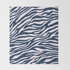 Navy Blue Zebra Animal Print Throw Blanket Gallery Image 2