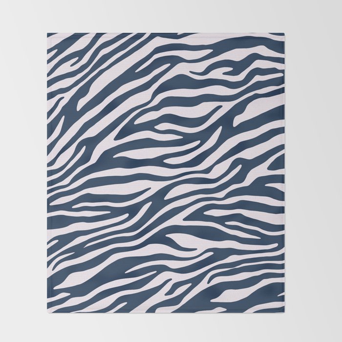 Navy Blue Zebra Animal Print Throw Blanket Gallery Image 2
