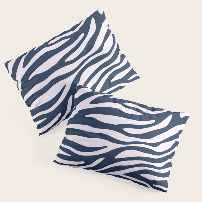 Navy Blue Zebra Animal Print Pillow Sham Gallery Image 3