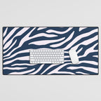 Navy Blue Zebra Animal Print Desk Mat Gallery Image 1