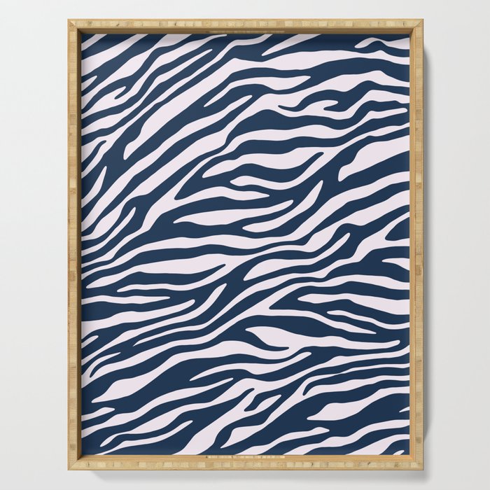 Navy Blue Zebra Animal Print Serving Tray Gallery Image 1