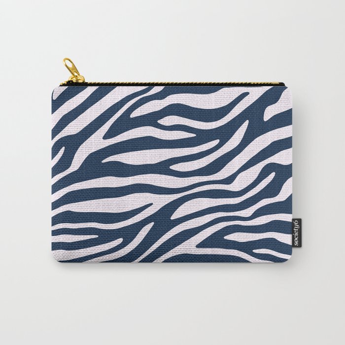 Navy Blue Zebra Animal Print Carry All Pouch Gallery Image 1