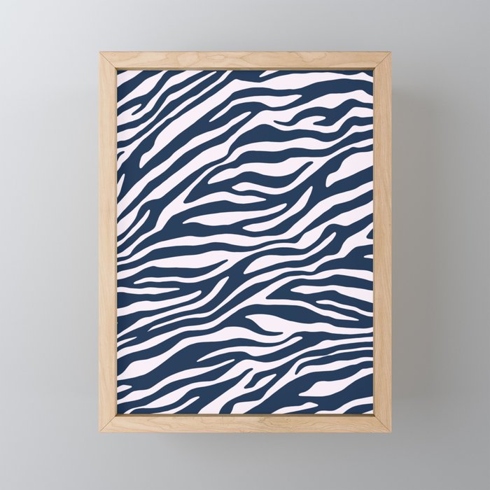 Navy Blue Zebra Animal Print Mini Art Print Gallery Image 1