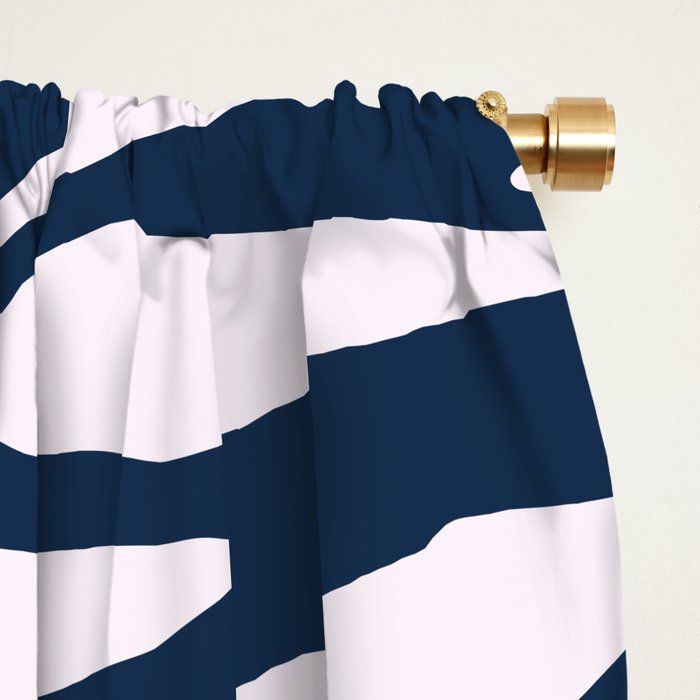 Navy Blue Zebra Animal Print Window Curtain Gallery Image 2